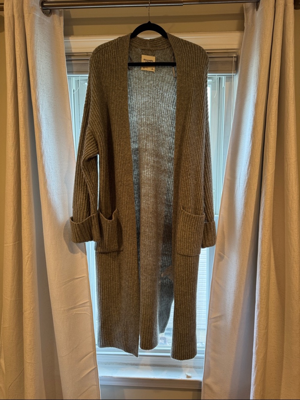 Abercrombie & Fitch Ribbed Open-Front Long Cardigan